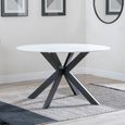 Novara Round Dining Table - 4 Seater - 130cm - White Ceramic - Black Star Base