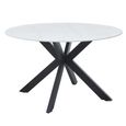Novara Round Dining Table - 4 Seater - 130cm - White Ceramic - Black Star Base