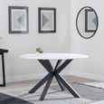 Novara Round Dining Table - 4 Seater - 130cm - White Ceramic - Black Star Base