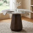 Oberoy Dining Table - 130cm - 6 Seater - Round - Blush Beige - Marble and Mango Wood