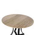 Olbia Dining Table - Beige Marble - 4 Seater - 120cm - Round Pedestal
