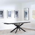 Clearance - Sutton 6-10 Seater White Ceramic Extending Dining Table with Black Star Base