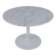 Tarifa Round Dining Table - 4 Seater - 110cm - White Marble