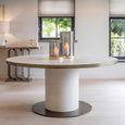 Tivoli Dining Table - 130cm - 6 Seater - Round - Pedestal - with Gold Trim - White - Ceramic