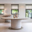 Tivoli Dining Table - 230cm - 10 Seater - Oval - Pedestal - with Gold Trim - White - Ceramic