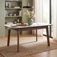 Turin Extending Dining Table - 130cm-160cm - 4-6 Seater - Off-White and Walnut - Sintered Stone Top