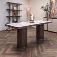 Willox Curved Dining Table - 235cm - 10 Seater - Double Pedestal - Beige and Brown - Glass and Oak
