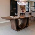 Windsor Dining Table - 230cm - 10 Seater - Pedestal Base - Walnut and Brass - Wood