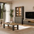 Pontypool Display Cabinet - 2 Door - Dark Grey and Light Oak