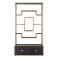 Hunter Black Oak Storage Shelving Unit with Gold Trim