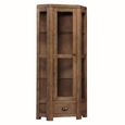 Oakridge Corner Display Cabinet - 1 Door - 1 Drawer - High - Dark Oak