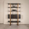 Cambon Dark Oak and Brass Storage Shelving Unit