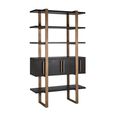 Cambon Dark Oak and Brass Storage Shelving Unit