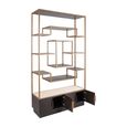 Claremont Dark Wood Storage Geometric Shelving Unit with Travertine Top