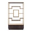 Claremont Dark Wood Storage Geometric Shelving Unit with Travertine Top