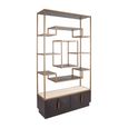 Claremont Dark Wood Storage Geometric Shelving Unit with Travertine Top