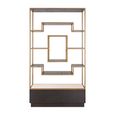 Claremont Dark Wood Storage Geometric Shelving Unit with Travertine Top