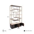 Claremont Dark Wood Storage Geometric Shelving Unit with Travertine Top