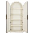 Tivoli Fluted Hall Cabinet - 2 Door - Arched - with Gold Trim - White - Ceramic