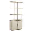 Tivoli Fluted Shelving Unit - 2 Door - with Gold Trim - White - Ceramic
