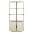 Tivoli Fluted Shelving Unit - 2 Door - with Gold Trim - White - Ceramic