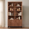 Watford Display Cabinet - 2 Door - 3 Open Shelves - Rustic Brown - Wooden