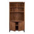 Watford Display Cabinet - 2 Door - 2 Open Shelves - Rustic Brown - Wooden