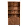 Watford Display Cabinet - 2 Door - 3 Open Shelves - Rustic Brown - Wooden