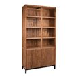 Watford Display Cabinet - 2 Door - 3 Open Shelves - Rustic Brown - Wooden