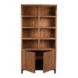 Watford Display Cabinet - 2 Door - 3 Open Shelves - Rustic Brown - Wooden