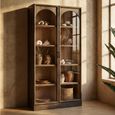 Beau Display Cabinet - Arch - 2 Door - Brown - Glass and Mango Wood