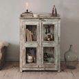 Distressed Display Cabinet - 2 Door - Pale Blue - Glass and Wood