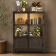 Ibiza Display Cabinet - 2 Door - Dark Brown - Glass and Metal