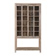 Arzana Distressed Display Cabinet - Windowpane - 2 Door - Natural - Glass and Wood