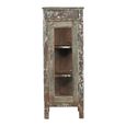 Distressed Display Cabinet - 1 Door - 1 Drawer - Vintage Brown - Glass and Wood
