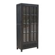 Distressed Display Cabinet - 2 Door - 1 Drawer - Black - Glass and Wood