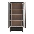 Distressed Display Cabinet - 2 Door - 1 Drawer - Black - Glass and Wood