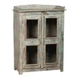 Distressed Display Cabinet - 2 Door - Pale Blue - Glass and Wood