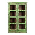 Distressed Display Cabinet - 2 Door - Vintage Green - Glass and Wood