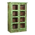 Distressed Display Cabinet - 2 Door - Vintage Green - Glass and Wood