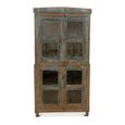 Distressed Display Cabinet - 4 Door - Vintage Blue - Glass and Wood