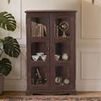 Display Cabinet - 2 Door - Brown - Glass and Wood
