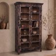 Distressed Display Cabinet - 2 Door - Vintage Brown - Glass and Wood