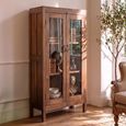 Handcrafted Display Cabinet - 2 Door - Antique Brown - Glass and Wood