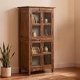 Handcrafted Display Cabinet - 4 Door - Antique Brown - Glass and Wood