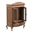 Carved Display Cabinet - 2 Door - 1 Drawer - Antique Brown - Glass and Wood