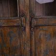 Distressed Display Cabinet - 2 Door - Weathered Brown - Glass and Wood