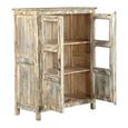 Distressed Display Cabinet - 2 Door - White Washed - Glass and Wood
