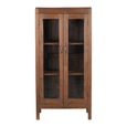 Handcrafted Display Cabinet - 2 Door - Antique Brown - Glass and Wood