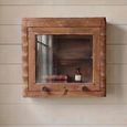Unique One of a Kind - Carved Wall Display Cabinet - 1 Door - Natural - Glass and Wood